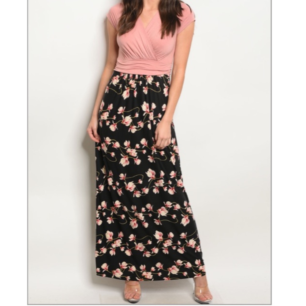 Blush Black Floral Dress